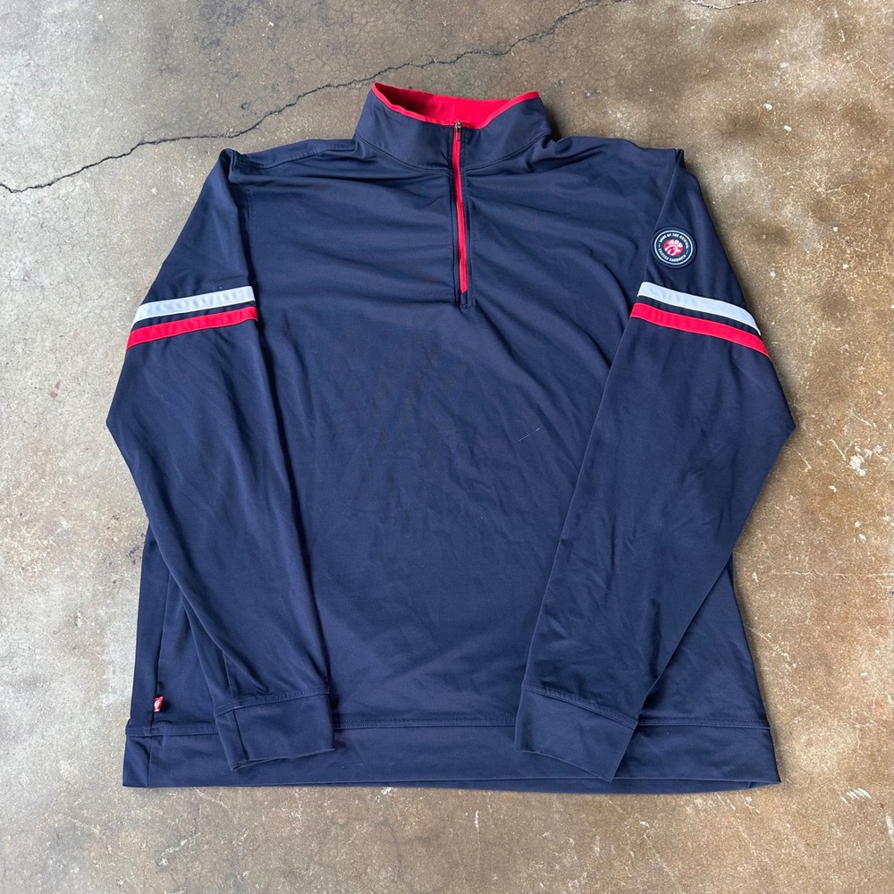 Oobe Chick-fil-A Pullover Mens XL Blue Excellent 1/4 Zip Uniform Performance